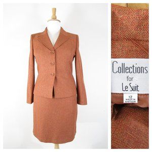 SOLDCollections Solid Rust Burnt Orange Skirt Suit 12 Formal Business Career